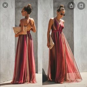 Vici Dolls Tulle Jewel Toned Ombre Maxi Dress